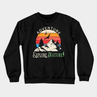 Adventure Explore Nature Retro Sunset Design Crewneck Sweatshirt